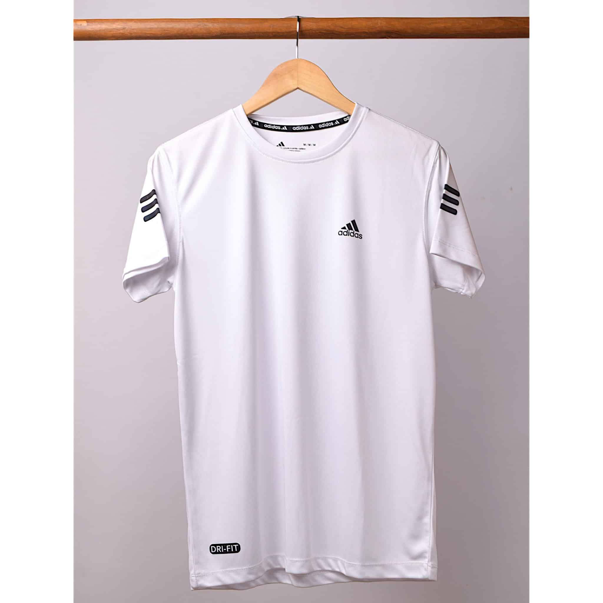 White Adi Classic Dry Fit Tee