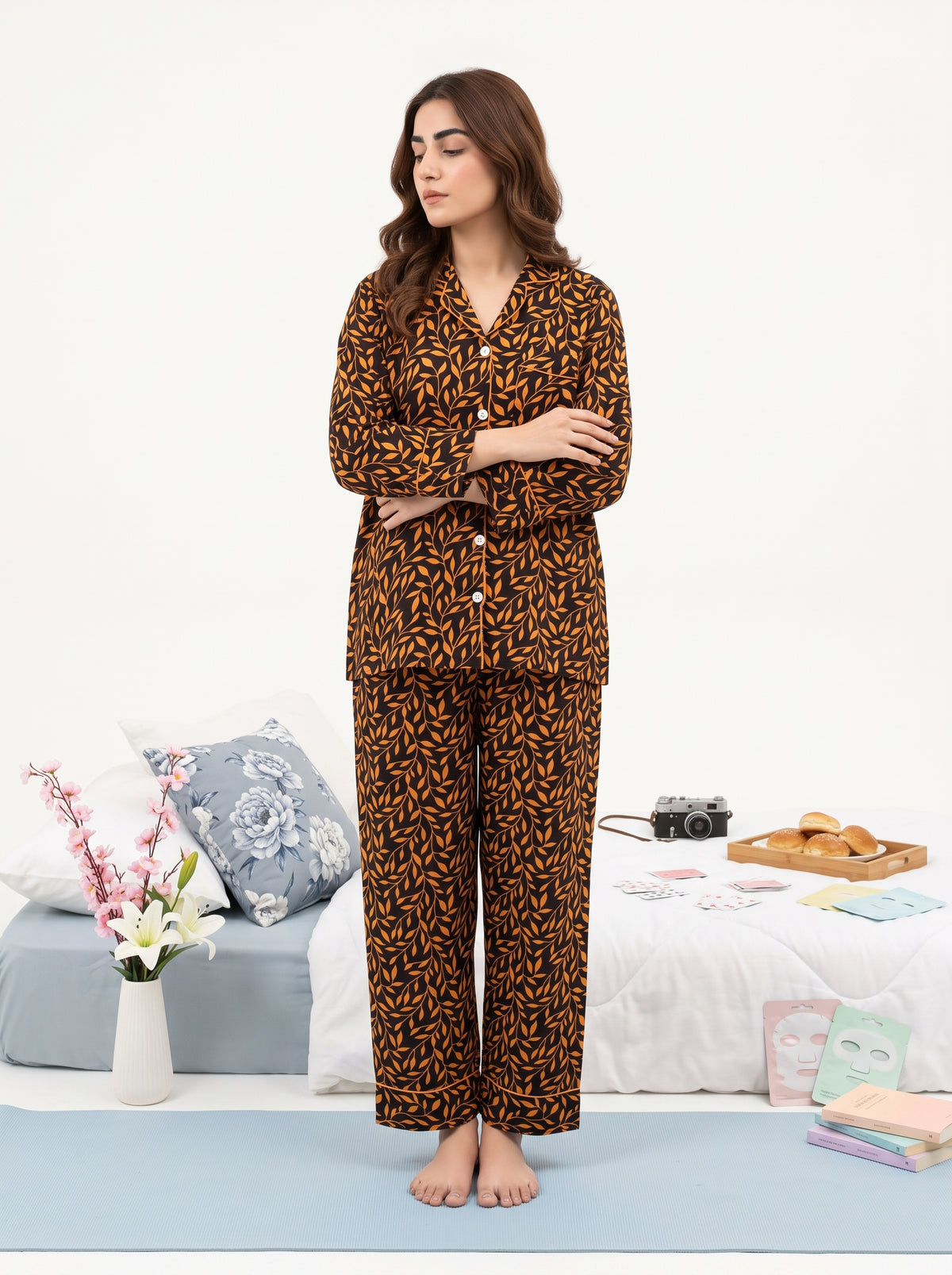 Copper Leaf Linen Nightsuit — photo 2