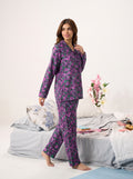 Violet Bloom Linen Nightsuit