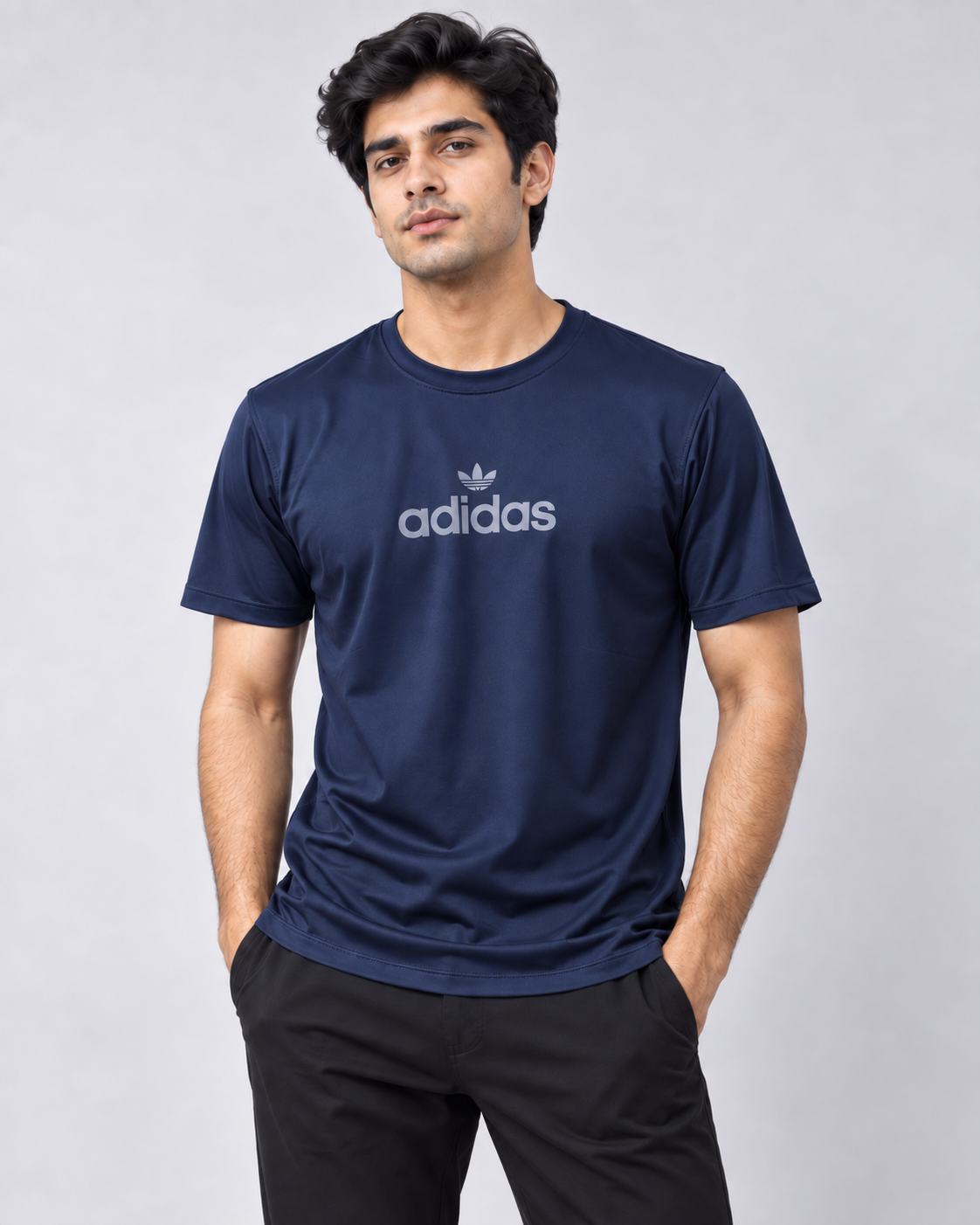 Adidas Bold Logo Performance Tee - Navy Blue