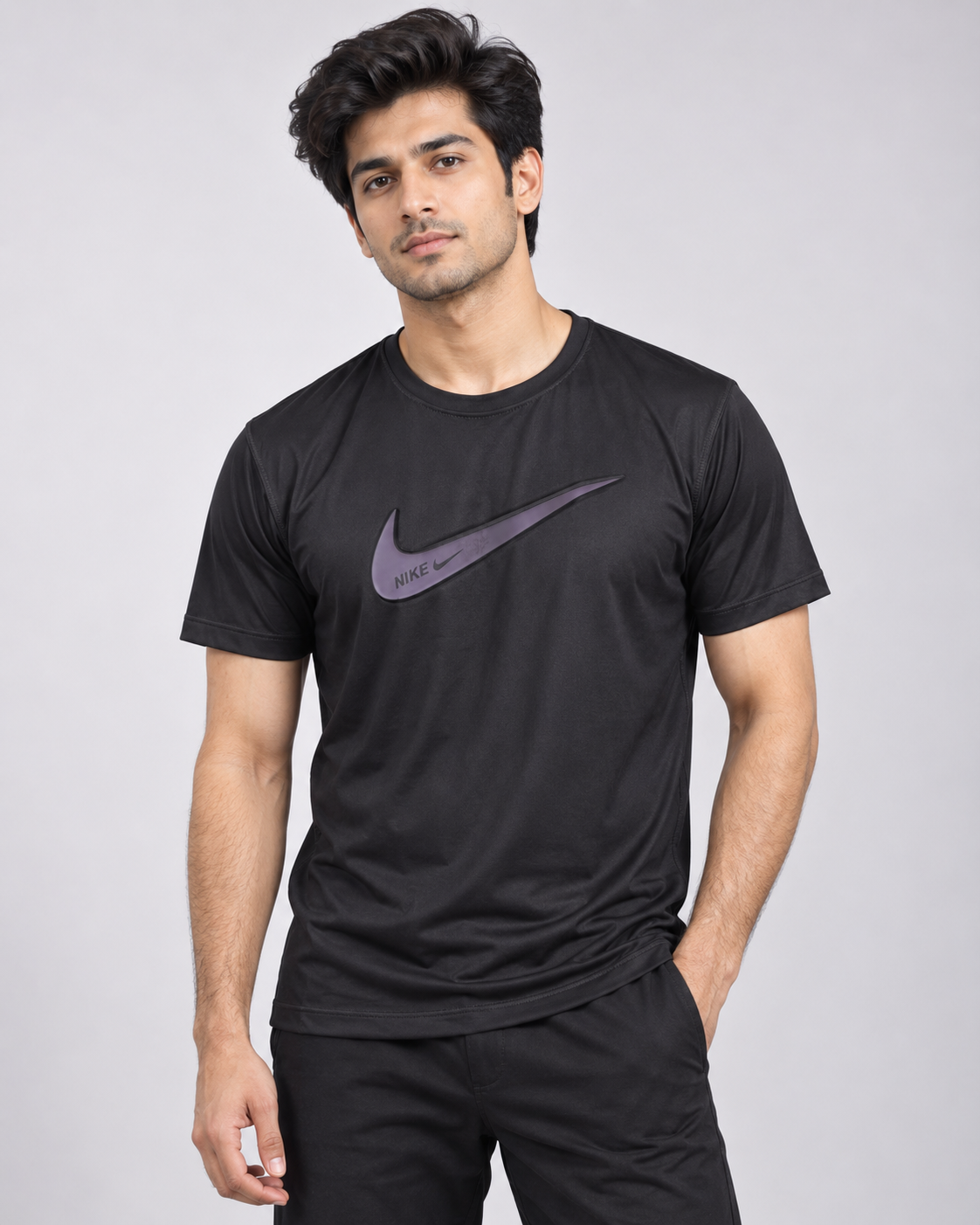 Nike Oversized Swoosh Performance Tee - Black