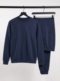 Navy blue crewneck sweatshirt tracksuit, photo 4 of 6