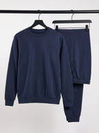 Navy blue crewneck sweatshirt tracksuit, photo 4 of 6